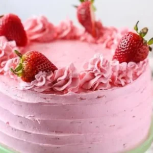 Vanilla Cake With Strawberry Frosting