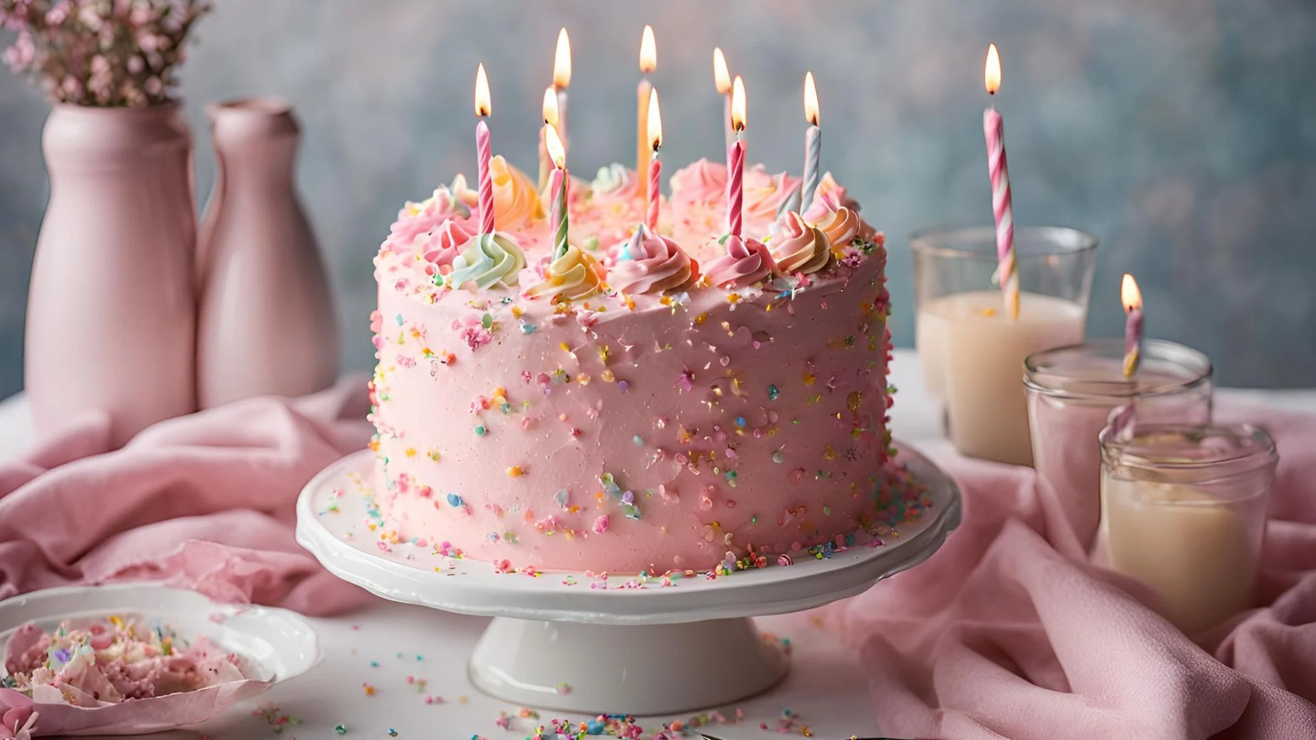 Pink Vanilla Birthday Cake