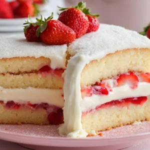 Strawberry Filled Vanilla Cake Recipe