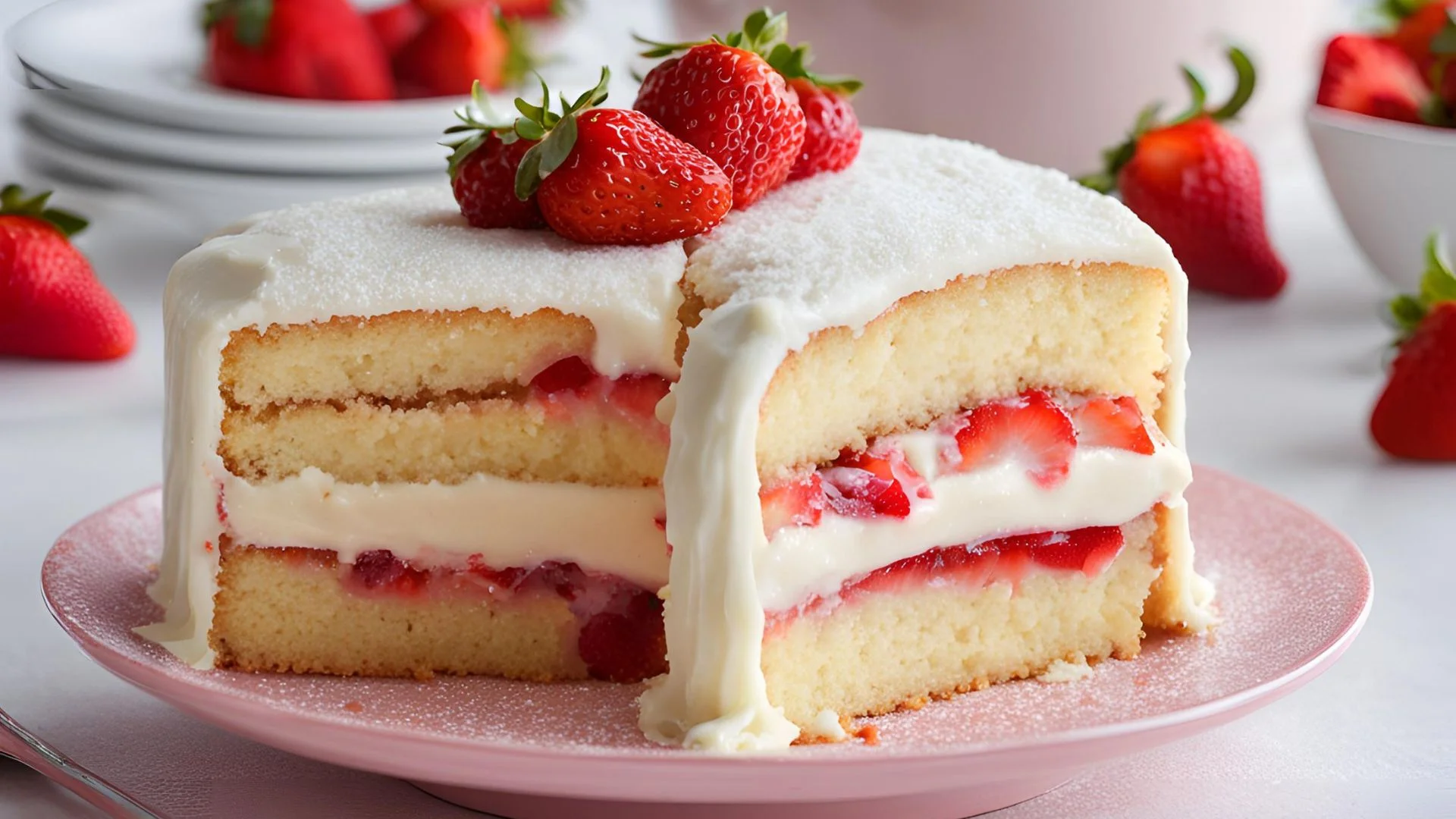 Strawberry Filled Vanilla Cake Recipe