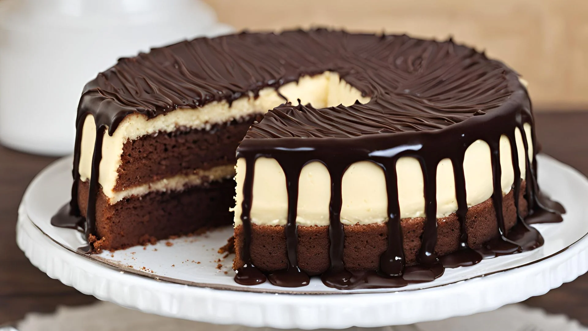 Vanilla Cake with Chocolate Ganache