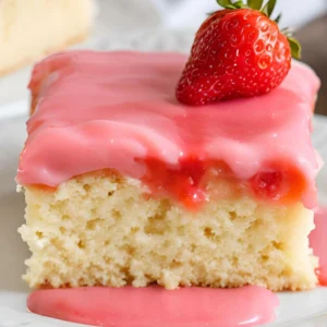 Vanilla Sheet Cake With Strawberry Glaze